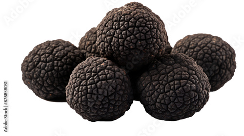 Close-up of black truffle fungi on white background. 