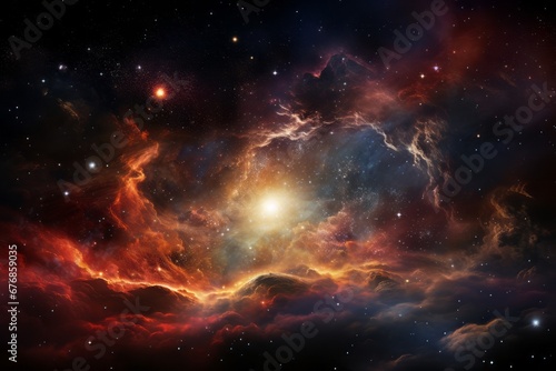 Stunning vibrant space galaxy cloud illuminating night sky revealing wonders of cosmos