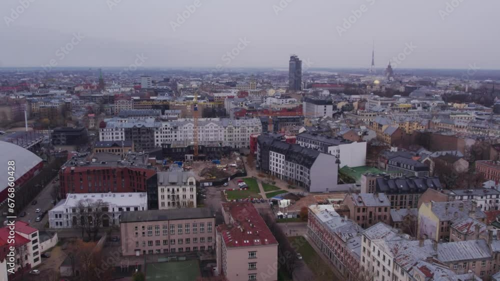 areal view of city center, streets, and houses in Riga, Latvia. areal view of city center, streets, and houses in Riga, Latvia.