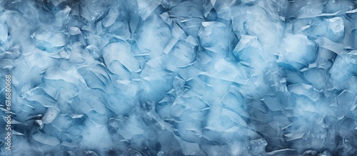 Top view crystal clear ice cubes isolated background. AI generated image photo