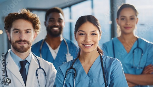 Diverse medical team of doctors and nurses