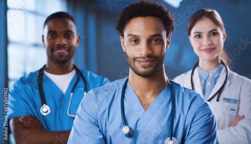 Diverse medical team of doctors and nurses