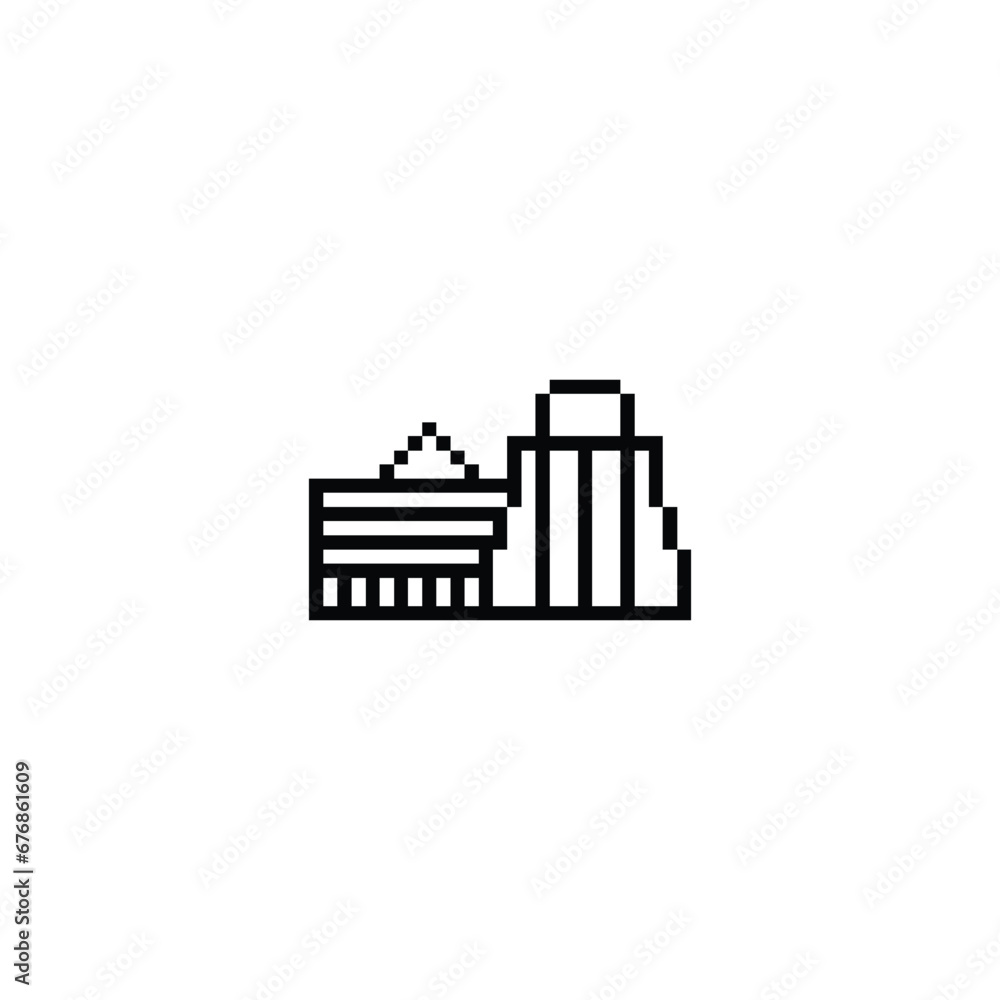 pixel art shopping icon using black color and white background,good for your project and business.	