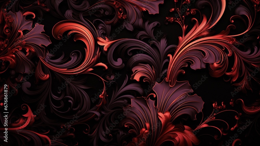 Floraler Hintergrund in Kupfer, Schwarz und Lila. Floraler Hintergrund in Kupfer, Schwarz und Lila.