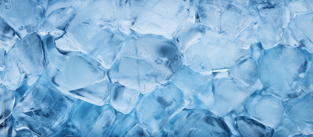 Obraz premium Top view crystal clear ice cubes isolated background. AI generated image