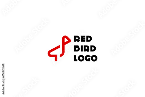 Template logo design solution with red bird laconic image