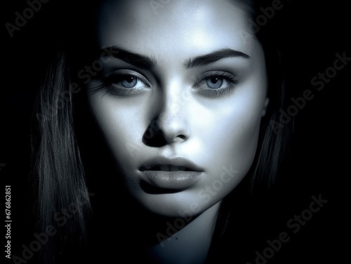 Wallpaper Mural Chiaroscuro Effect: Striking Woman with Dramatic Shadows Torontodigital.ca