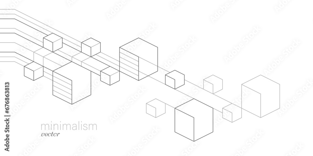 Abstract white background from cubes and lines. Linear geometric drawing. Vector illustration. Abstract white background from cubes and lines. Linear geometric drawing. Vector illustration.