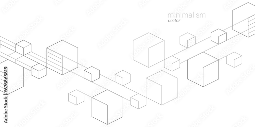 Abstract white background from cubes and lines. Linear geometric drawing. Vector illustration. Abstract white background from cubes and lines. Linear geometric drawing. Vector illustration.