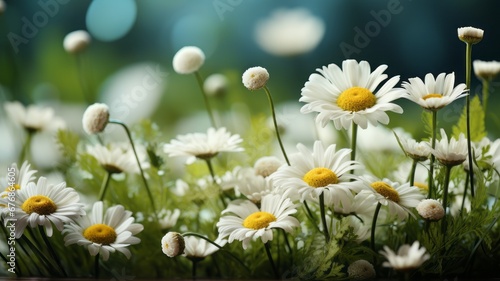 Spring-summer flowers: White daisy in full bloom.