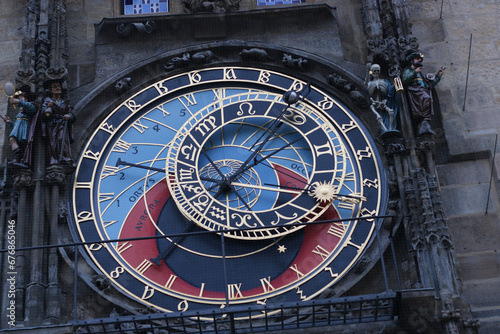 Prague astronomical clock in the Old Town Hall in Prague, Czech Republic.