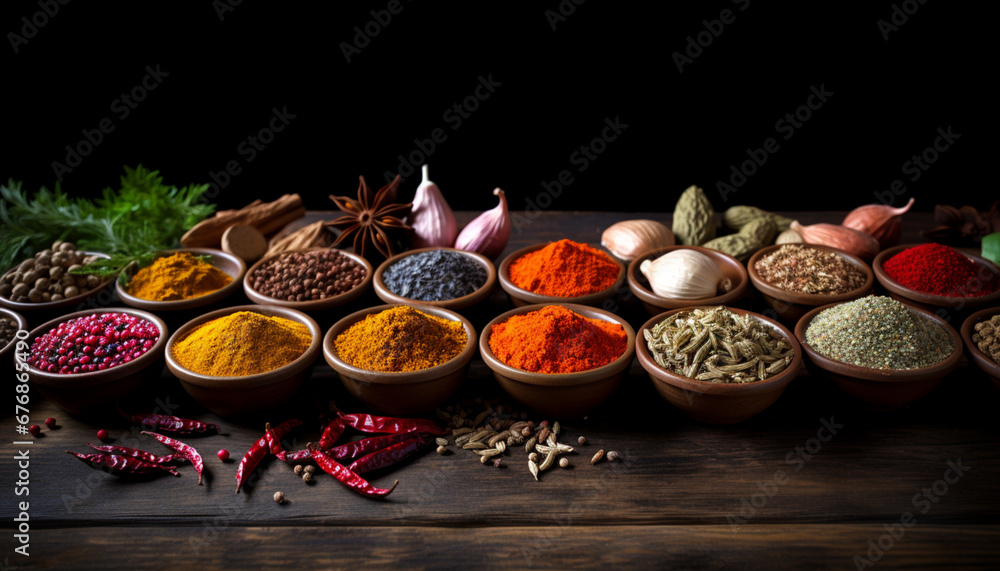 spices on black
