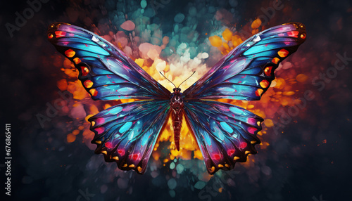 butterfly on fire  generating by AI technology