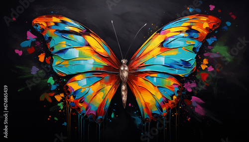 butterfly on black generating by AI technology