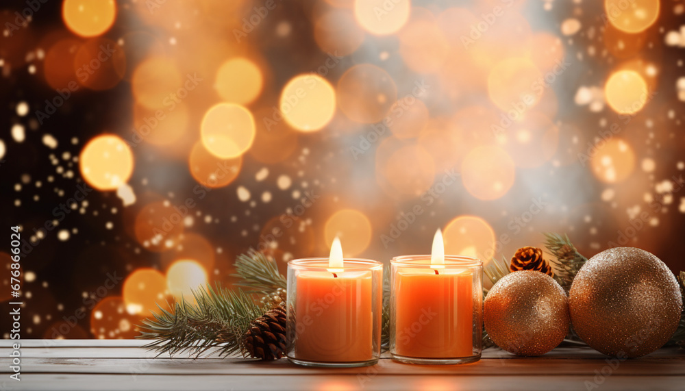 christmas decoration with candles generating by AI technology christmas decoration with candles generating by AI technology