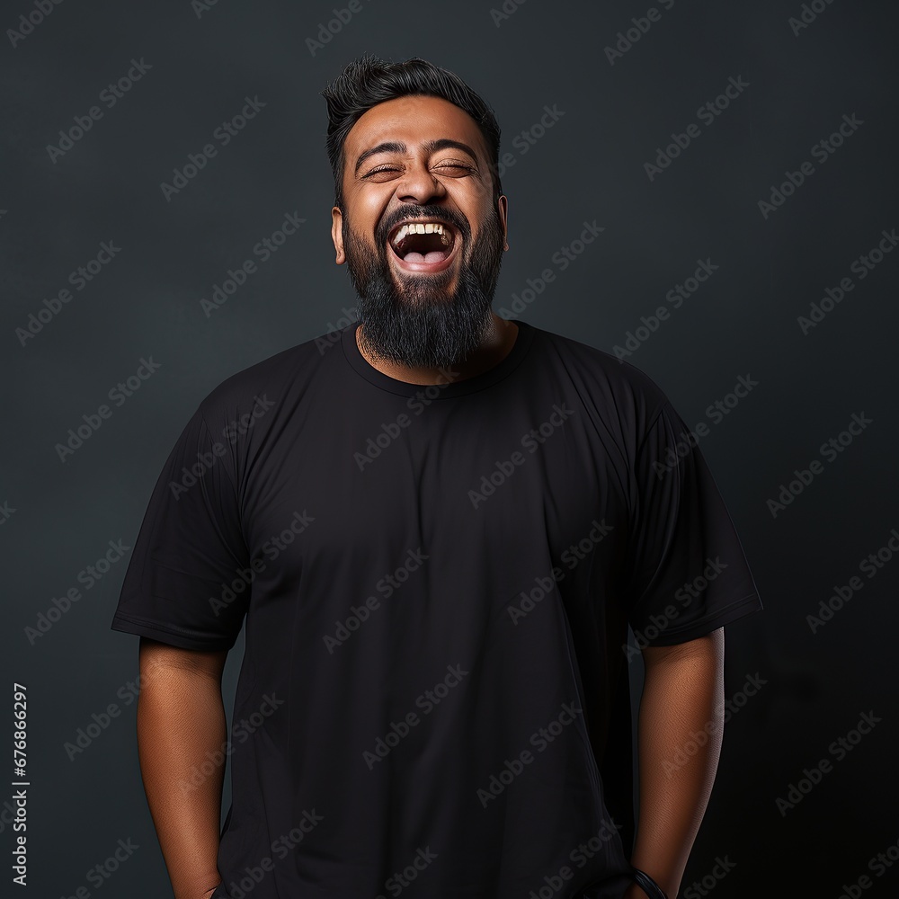 A big indian man model wearing blank empty tshirt for mockup A big indian man model wearing blank empty tshirt for mockup