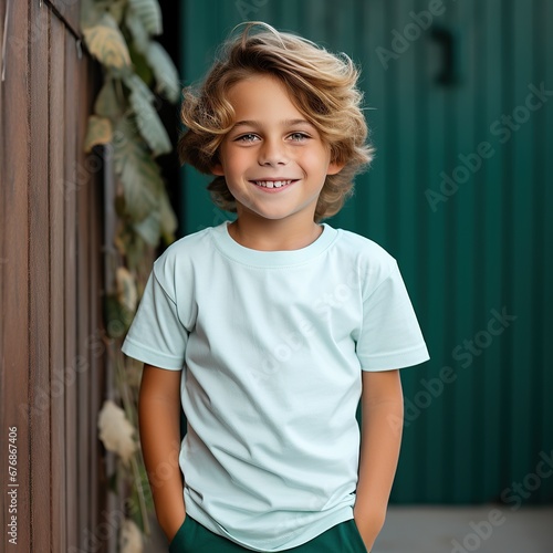 A toddler wearing blank tshirt for mockup