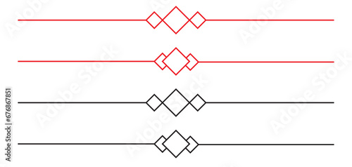 Set of decorative lines, border and page rules frame, vector illustration. Red and black. photo