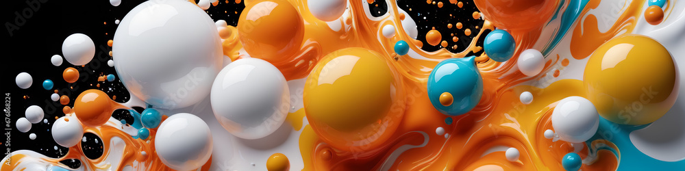 Oil paint spilled on canvas. An abstract burst of colors creating a unique artistic landscape, Generative AI. Oil paint spilled on canvas. An abstract burst of colors creating a unique artistic landscape, Generative AI.