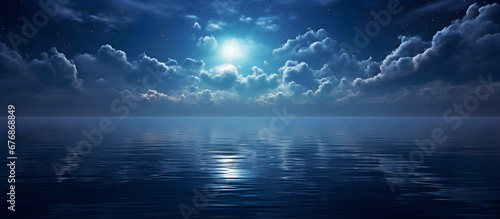 sea, night sky and clouds. AI generated.