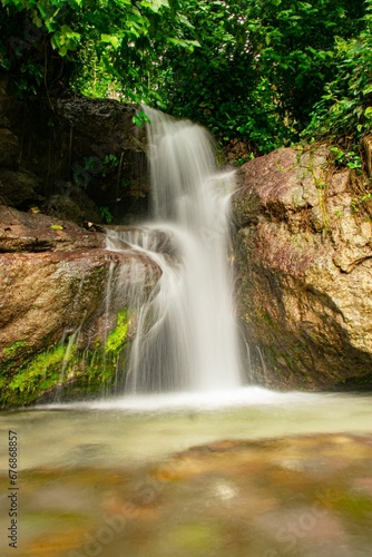 Vertical shot of Villa Miriam waterfall in Barahona  Dominican Republic