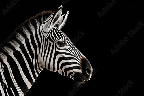 Zebra's Side View Portrait in Monochrome © Natalya