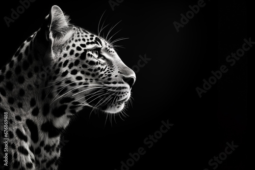 Leopard in Monochrome, A Powerful and Elegant Portrait, Side view