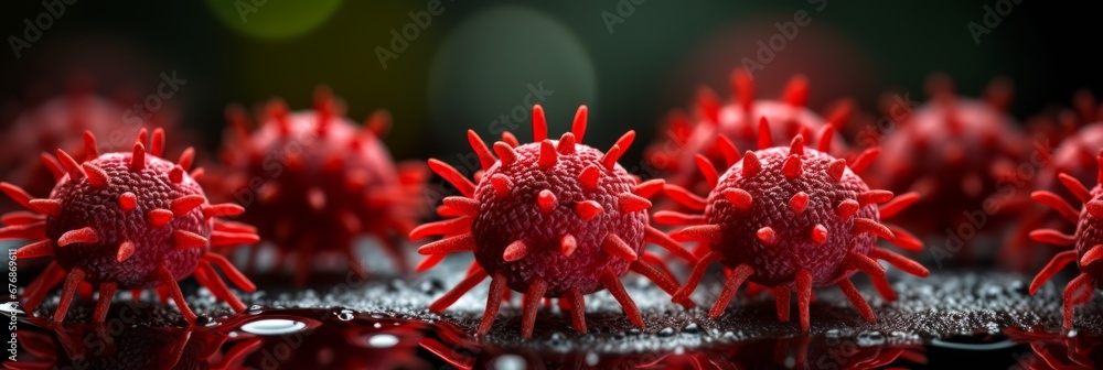 Flu covid 19 virus cell on a background illustrating coronavirus outbreak and influenza Flu covid 19 virus cell on a background illustrating coronavirus outbreak and influenza