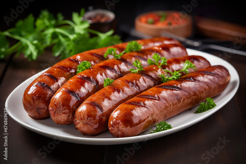 Delicious Bratwursts on a Plate