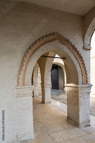 porticoes of the streets in Portobuffolè, Italy