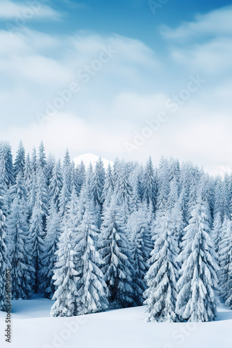 wallpaper of snow covered pine trees during daytime © Uwe