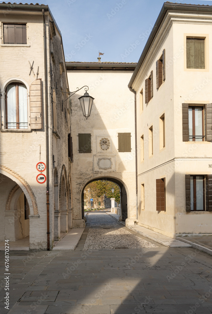 the medieval Friuli city gate in Portobuffolè, Italy