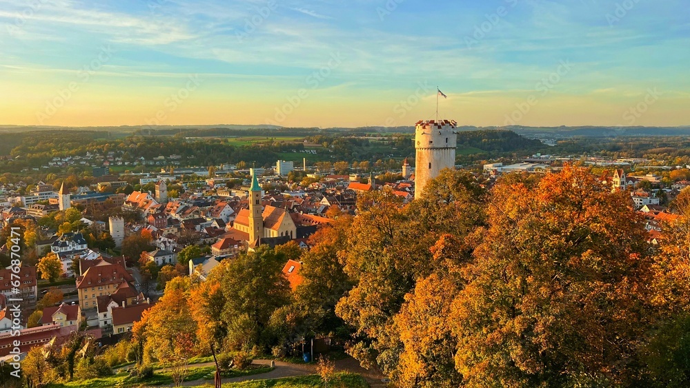 Beautiful view of Ravensburg at sunset in Germany.