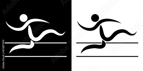 Pictogrammes représentant la compétition du saut en longueur, une des disciplines des sports d’athlétisme. photo