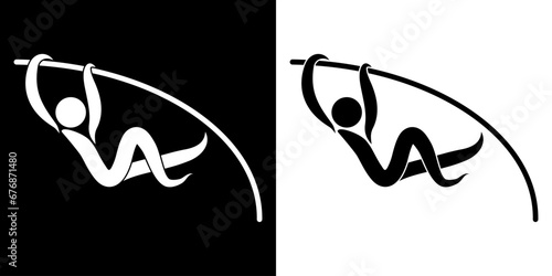Pictogrammes représentant la compétition du saut à la perche, une des disciplines des sports d’athlétisme.