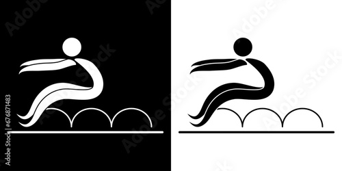Pictogrammes représentant la compétition du triple saut, une des disciplines des sports d’athlétisme.