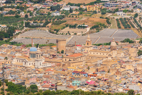 View of Comiso from the Iblei Mountains, Ragusa, Sicily, Italy, Europe