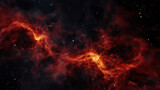 Red pepper powder forming a fiery nebula on a deep black galaxy background Ai Generative