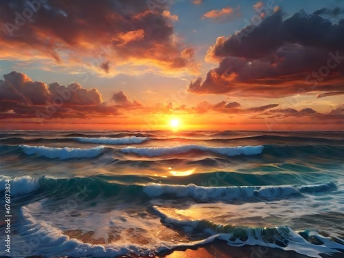 sunset over the ocean in evening © MuhammadHassan