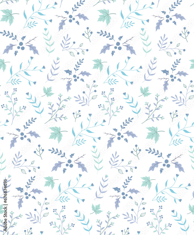 Seamless floral pattern with watercolor winter Christmas pattern design.