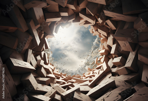 Breaking through a barrier.