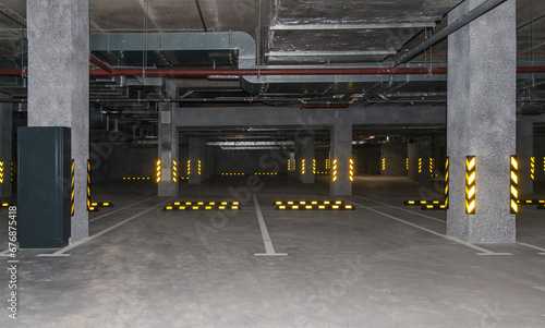 Empty parking area, underground garage