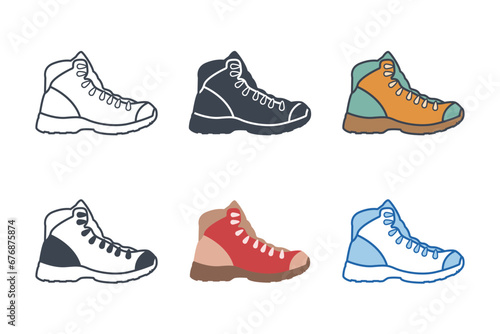 Hiking Boot icon collection with different styles. Boot icon symbol vector illustration isolated on white background