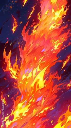 Hand drawn anime beautiful burning flame illustration background material 