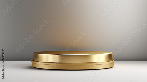 gold luxury podium pedestal product display on white background. Made with generative ai