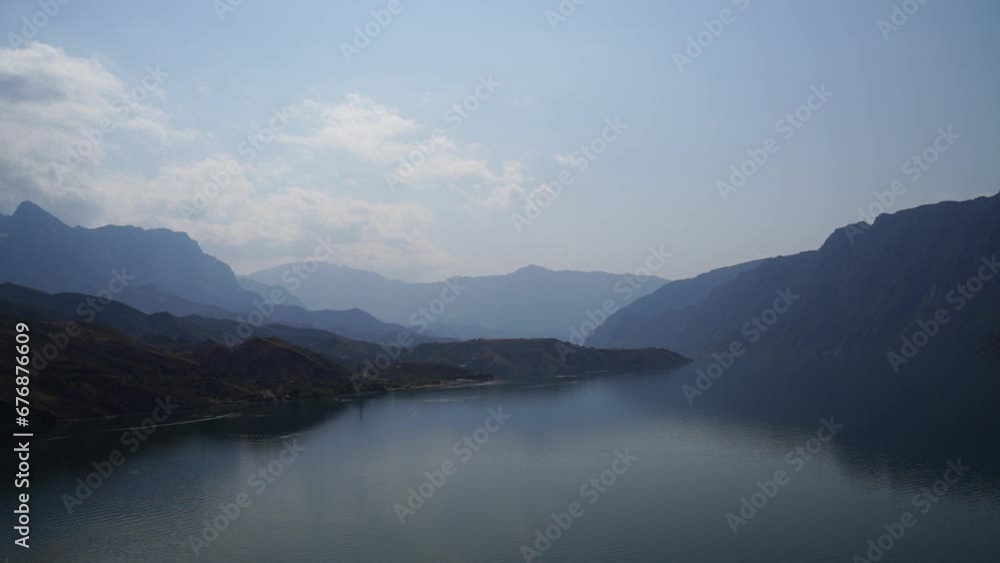 Irganai reservoir in Dagestan. Picturesque lake in the Caucasus mountains.