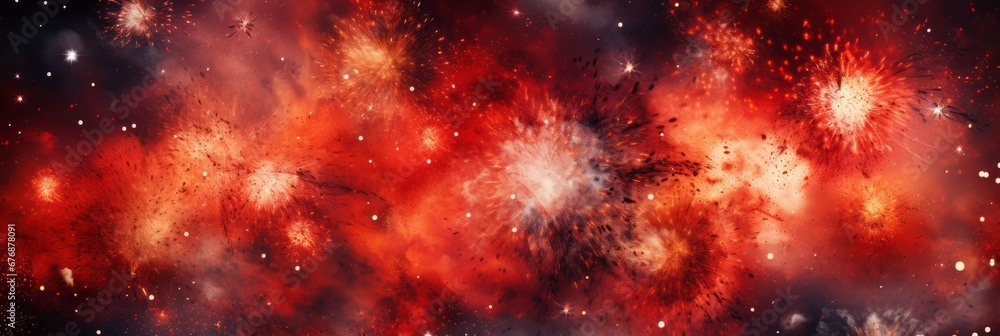 Obraz premium vibrant chinese new year fireworks illuminating the night sky with spectacular colors and patterns