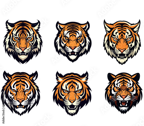 tiger head vector set print ready cricut file cut file fully re-editable