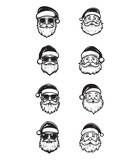 Santa Claus face drawing, Santa Claus silhouette, ready-to-print EPS file, cutting file, editable,set