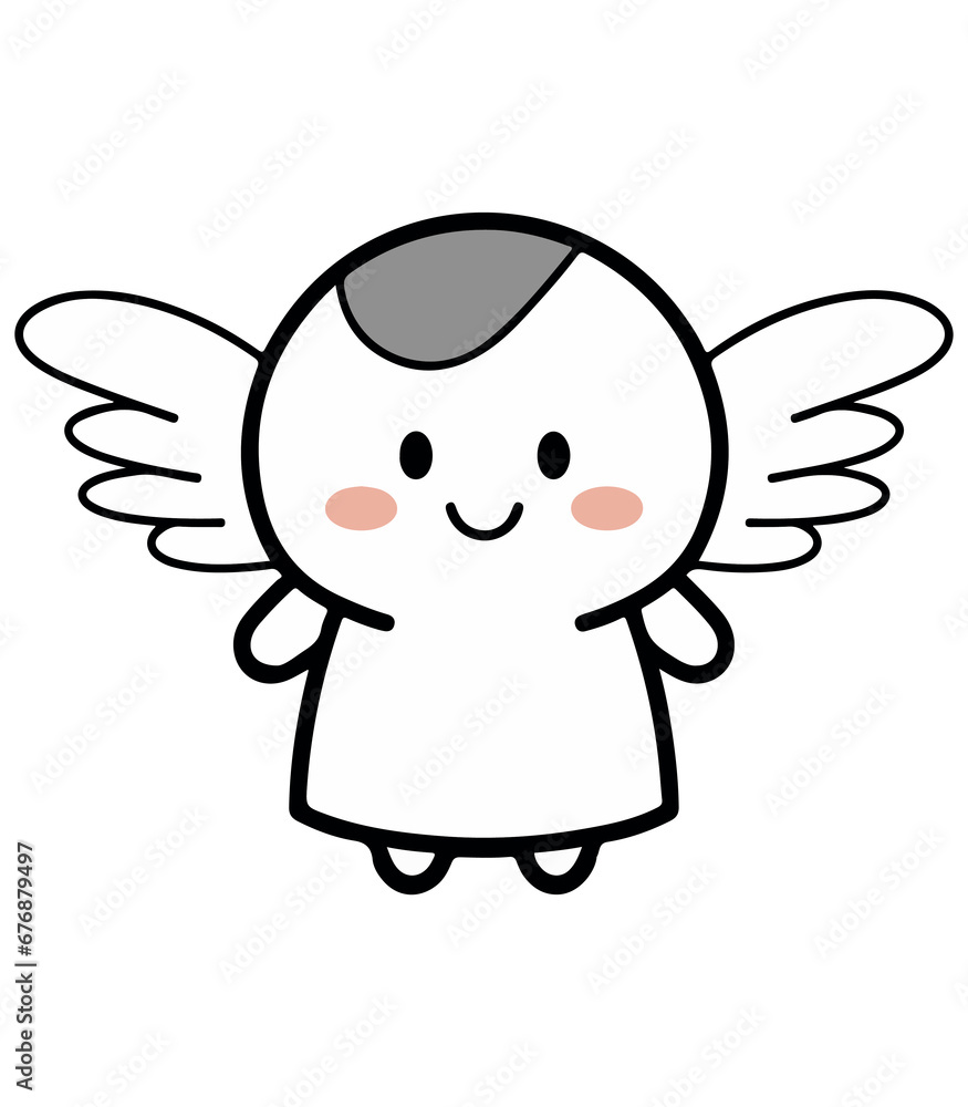 Cute angel figure, vector angel drawing, for kids, print ready, editable, eps Cute angel figure, vector angel drawing, for kids, print ready, editable, eps